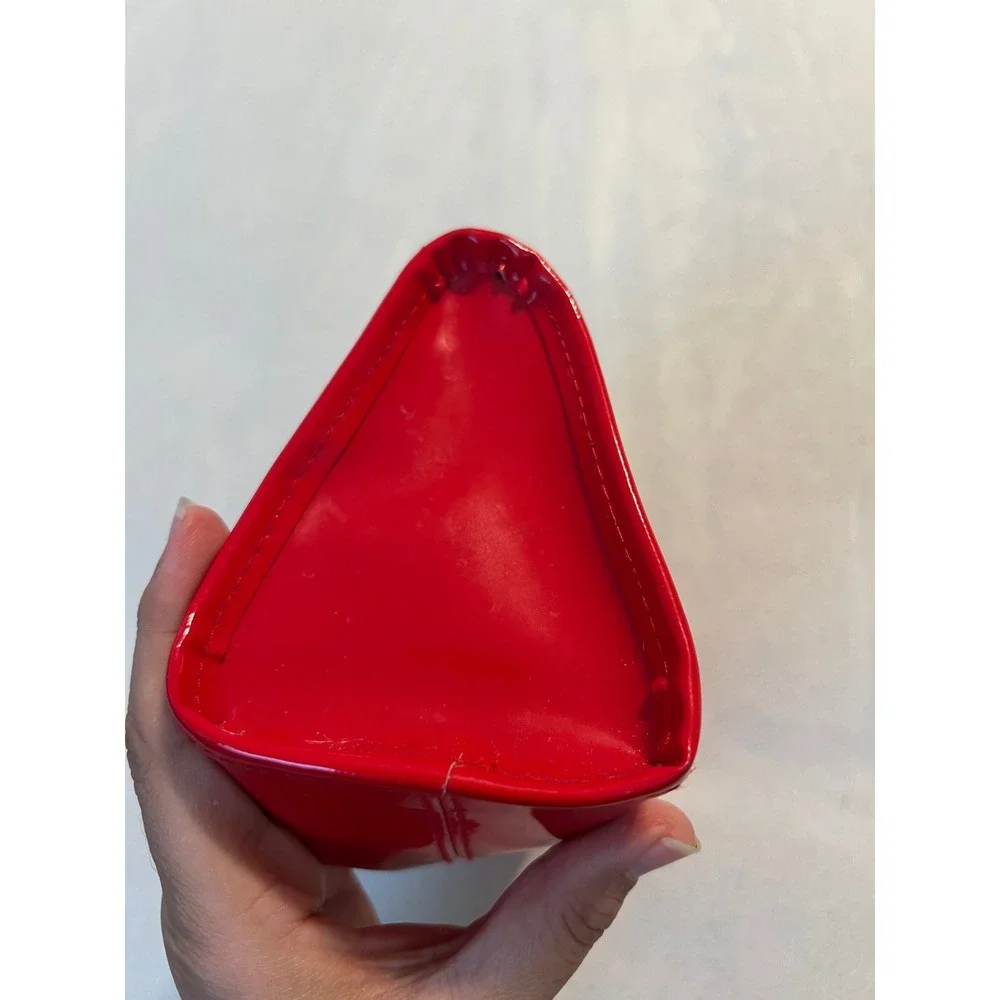 Victorias Secret Red Patent Makeup Bag Cosmetic Pouch Logo Heart Zip Case
